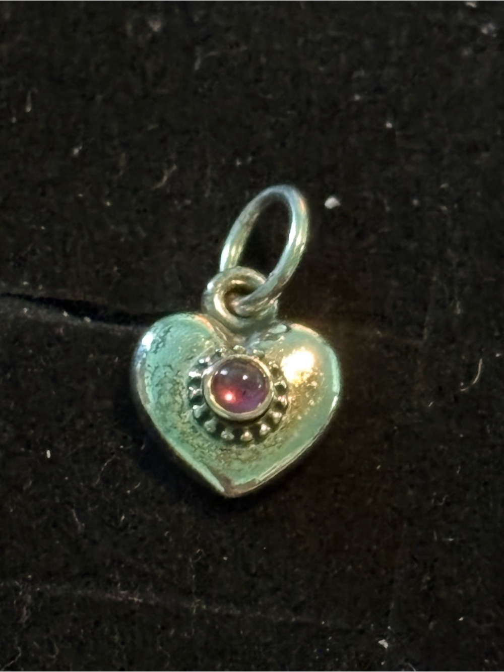 Pandora retired rhodolite pink Silver Heart Charm